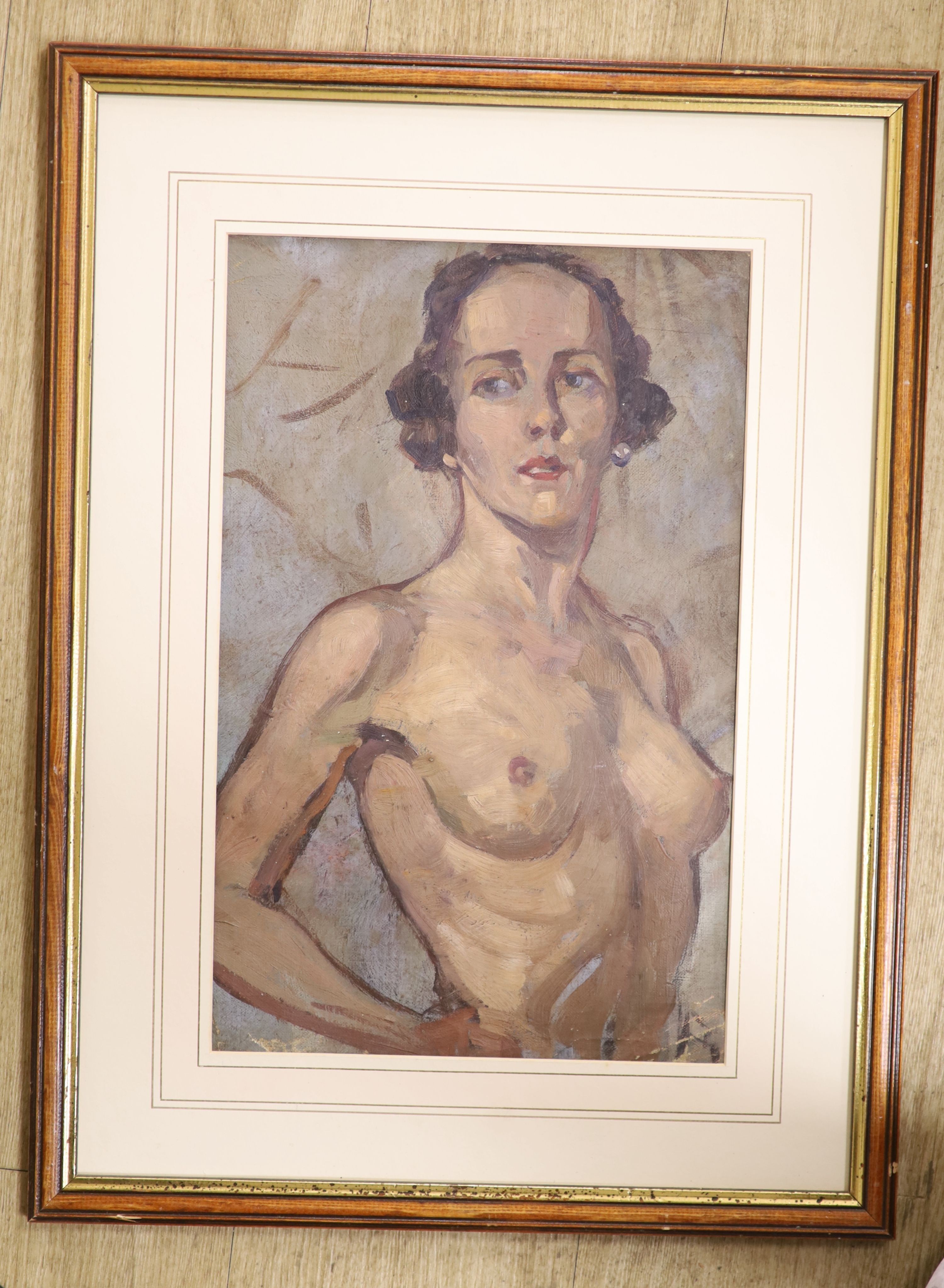 Ellis Silas (1885-1972), oil on canvas, Female nude, 42 x 27cm